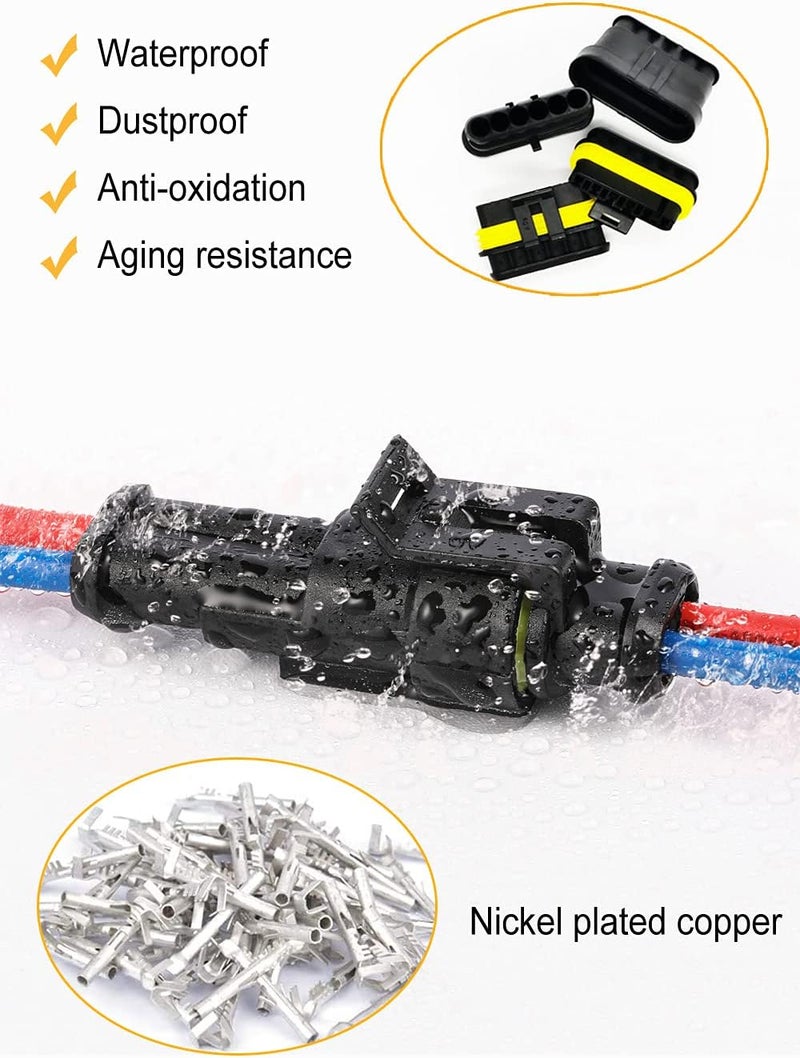 Twippo 352Pcs Waterproof Electrical Connector Terminals Automotive Electrical Wire Connectors 1/2/3/4 Pin Connector with Ratchet Crimping Tool - Image 4
